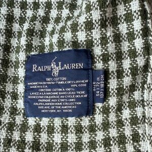 Ralph Lauren Green and White Checkered Cotton woven throw